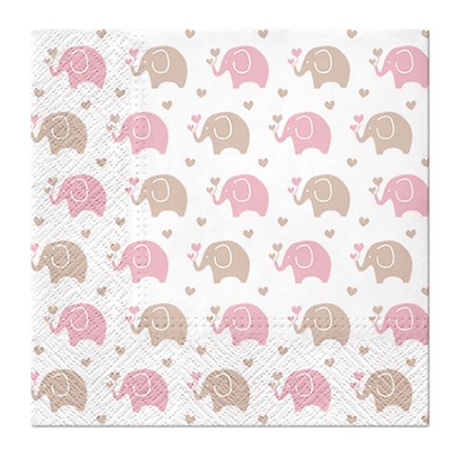 PAW - Ubrousky L 33x33cm Baby Elephants pink