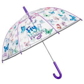 PERLETTI - Cool Kids Transparent, Dětský reflexní deštník s motýlky, 15634