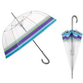 PERLETTI - Dámský automatický deštník COLOR BORDER Transparent / Fialová, 26272