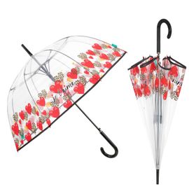 PERLETTI - Dámský automatický deštník HEART BORDER Transparent, 26274