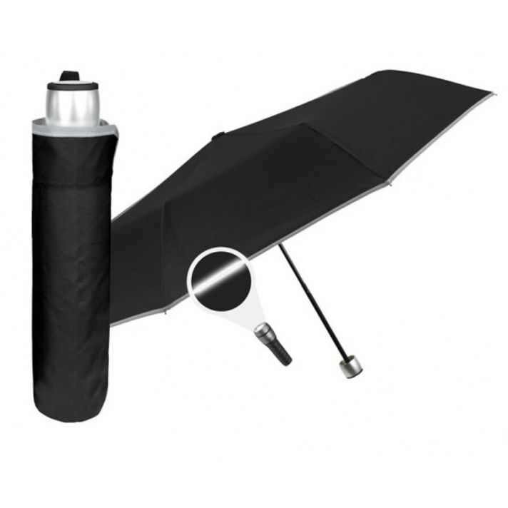 PERLETTI - Reflexní skládací deštník PROMOCIONALI/černá, 96006-01