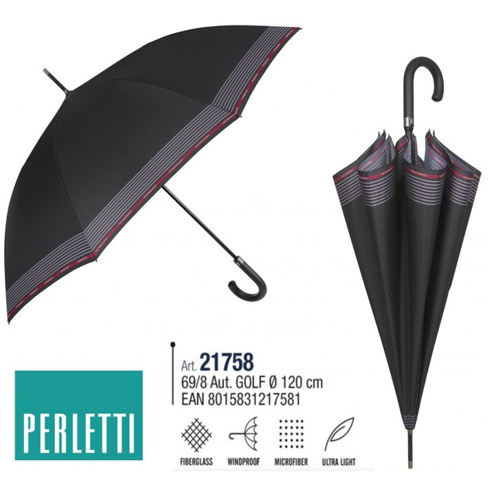PERLETTI - Technology, Pánský holový deštník/modrá, 21758
