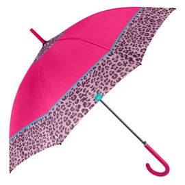PERLETTI - Time, Dámský holový deštník Bordo Leopardo / modrý, 26255