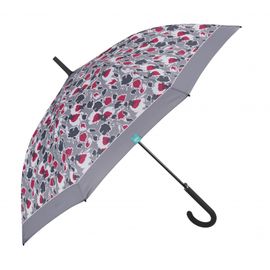 PERLETTI - Time, Dámský holový deštník Floreale / červený lem, 26306