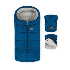 PETITE&MARS - Set zimní fusak Jibot 3v1 + rukavice na kočárek Jasie Ocean Blue
