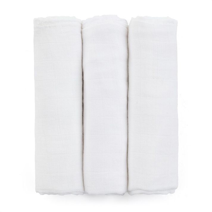 PETITE&MARS - Sada plenek bambusová mušelínová 3ks Moussy Total White, 68 x 68 cm