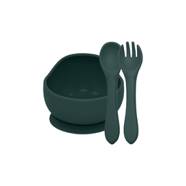 PETITE&MARS - Set jídelní silikonový TAKE&MATCH 2 ks miska + příbor Misty Green 6m+