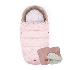 PETITE&MARS - Zimní set fusak 4v1 Comfy Glossy Princess + rukávník Jasie Dusty Pink