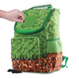 PIXIE CREW - školní aktovka Minecraft zeleno-hnědá s malým panelem