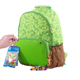 PIXIE CREW - volnočasový batoh Adventure - zeleno-hnědá kostka