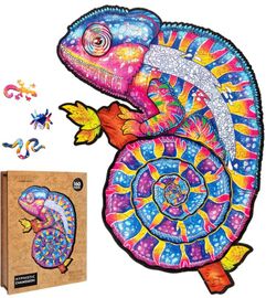 PUZZLER - Dřevěné Barevné Puzzle - Hypnotický Chameleon