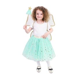 RAPPA - Dětský kostým tutu sukně zelená víla s hůlkou a křídly e-obal