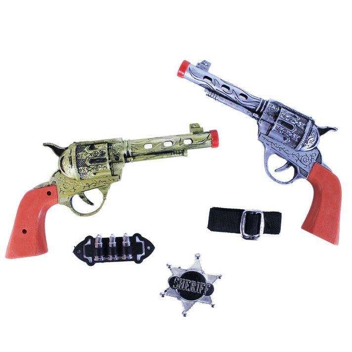 RAPPA - Kovbojská sada 2 pistole s odznakem a páskem