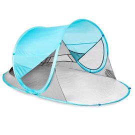 SPOKEY - Spokey STRATUS Samorozkládací plážový paravan, UV 40, 195x100x85 cm - světle modrý