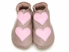 STARCHILD - Kožené botičky - Lovehearts Taupe / Baby Pink - velikost XL (18 - 24 měsíců)