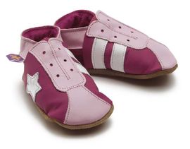 Starchild - Kožené botičky - Retro Trainers In Fuchsia Pink - velikost XL (18-24 měsíců)