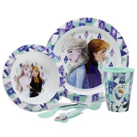 STOR - Dětské plastové nádobí, DISNEY FROZEN Micro, talíř, miska, sklenice, příbor, 74250