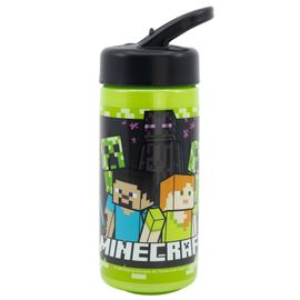 STOR - Plastová láhev s výsuvnou brčkem Minecraft, Tritan 410ml, 40401