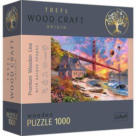 TREFL - Dřevěné puzzle 1000 - Západ slunce nad mostem Golden Gate