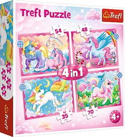 TREFL - Puzzle 4v1 - Jednorožci a kouzla