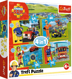 TREFL - Puzzle 4v1 - Odvážný Požárník Sam / Prism A&D Fireman Sam