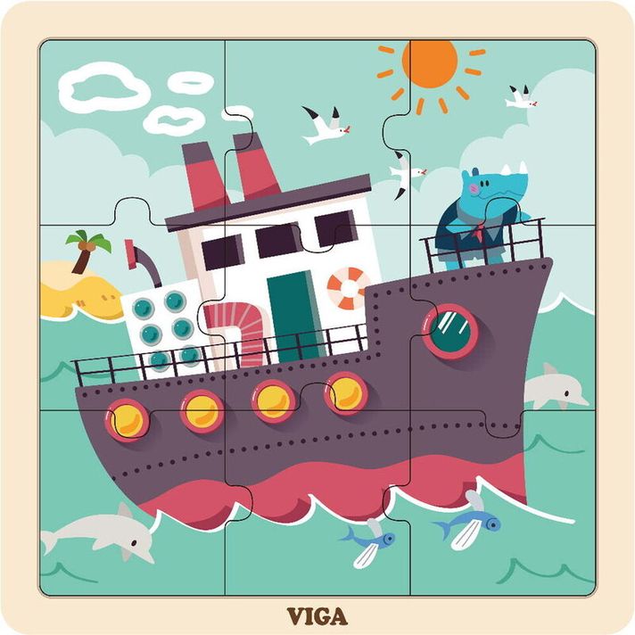 VIGA -  Dřevěné puzzle Loď 9ks