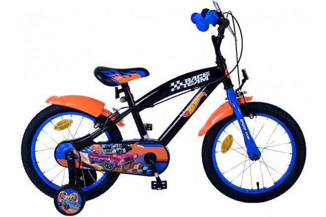 VOLARE - Dětské kolo Hot Wheels - chlapecké - 16 palcové - černá oranžová modrá - dvě ruční brzdy
