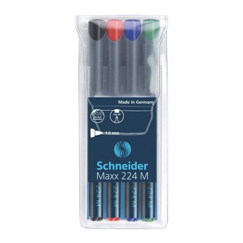 SCHNEIDER - Permanentný popisovač, OHP, 1 mm, "Maxx 224 M", 4 rôzne farby