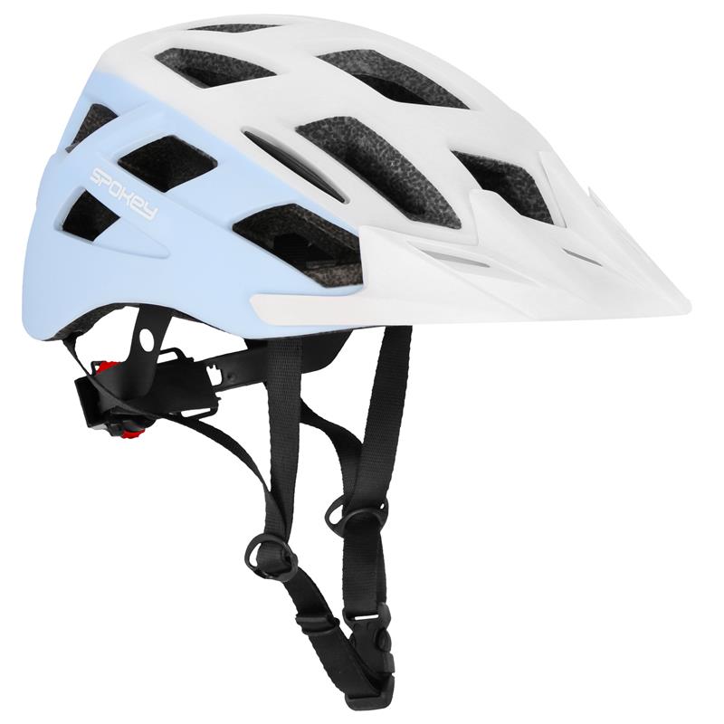 SPOKEY - POINTER Cyklistická přilba s LED blikačkou, 58-61 cm, bílo-modrá