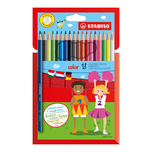 STABILO - Barevné tužky, šest-hranné, STABILO, 18 různých barev