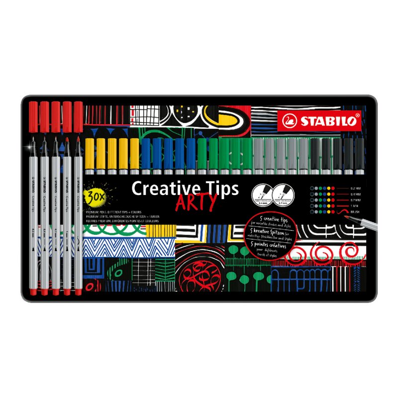 STABILO - Kreativní set Creative Tips CLASSIC (6 různých barev) 30 ks sada v plechu