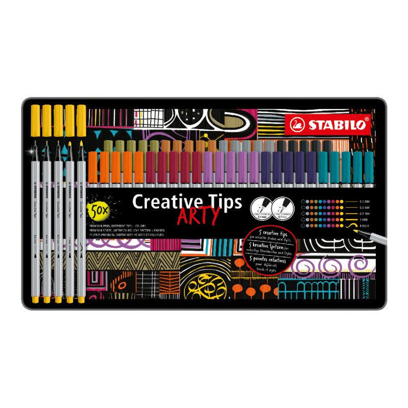 STABILO - Kreativní set Creative Tips URBAN (10 různých barev) 50 ks sada v plechu