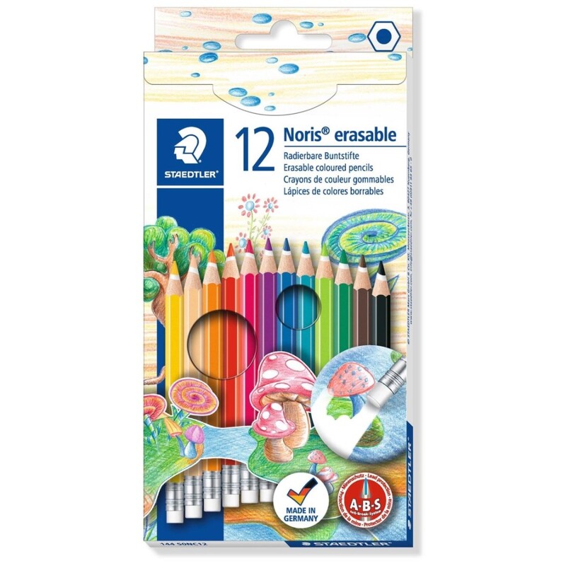 STAEDTLER - Barevné tužky s gumou, šestihranné, "Noris Club", 12 různých barev