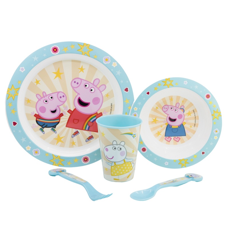 STOR - Dětské plastové nádobí Peppa Pig (talíř, miska, sklenice, příbor), 41260