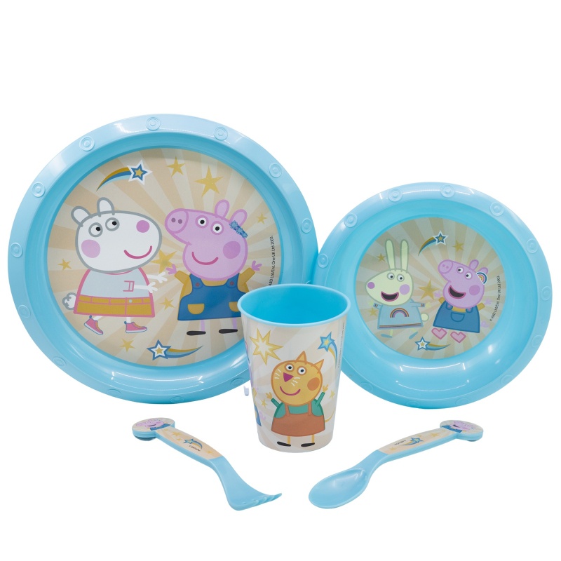 STOR - Dětské plastové nádobí Peppa Pig (talíř, miska, sklenice, příbor), 52815