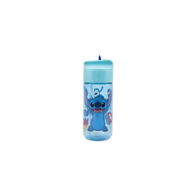 STOR - Plastová láhev s výsuvným brčkem Lilo & Stitch, Transparent Tritan, 430ml, 75036