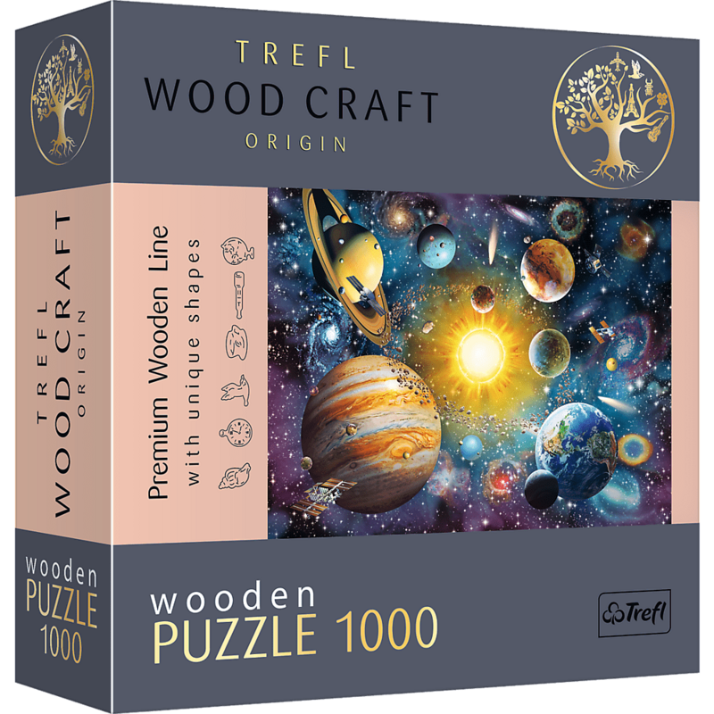 TREFL - Dřevěné puzzle 1000 - Cesta napříč Sluneční soustavou