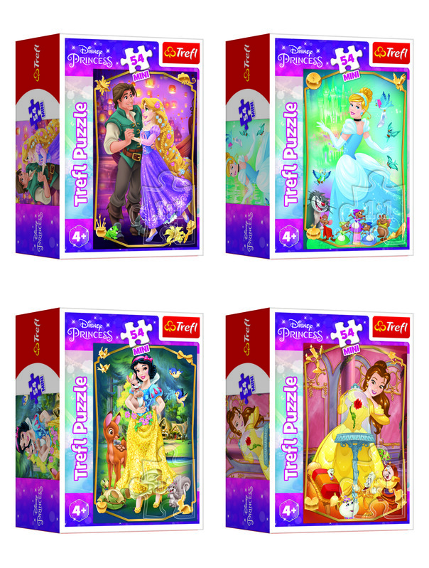 TREFL -  Mini puzzle 54 dílků Krásné princezny/Disney Princess 4 druhy