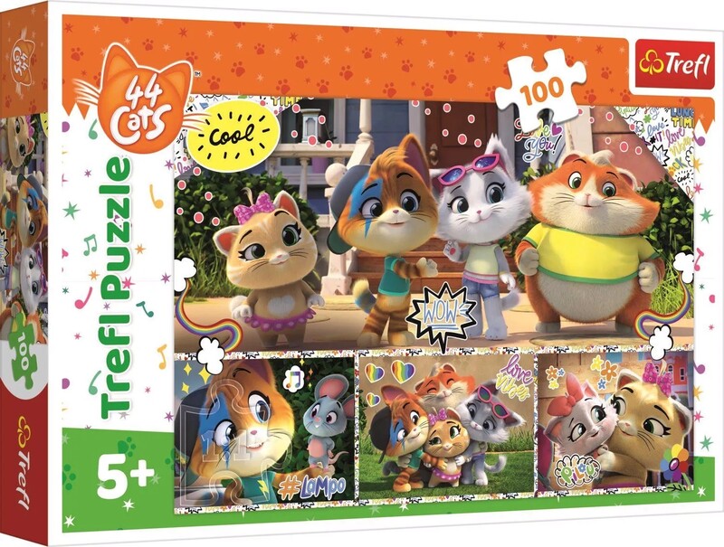 TREFL - Puzzle 100 - Tým skvělých přátel / Rainbow 44 cats