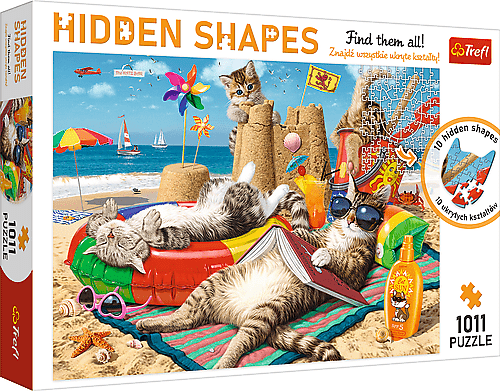 TREFL - Puzzle 1000 Hidden Shapes - Kočky na pláži