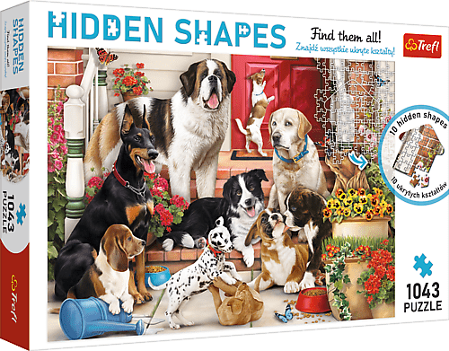 TREFL - Puzzle 1000 Hidden Shapes - Psi na verandě