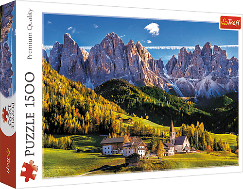 TREFL - Puzzle 1500 - Údolí Val di Funes, Dolomity, Itálie