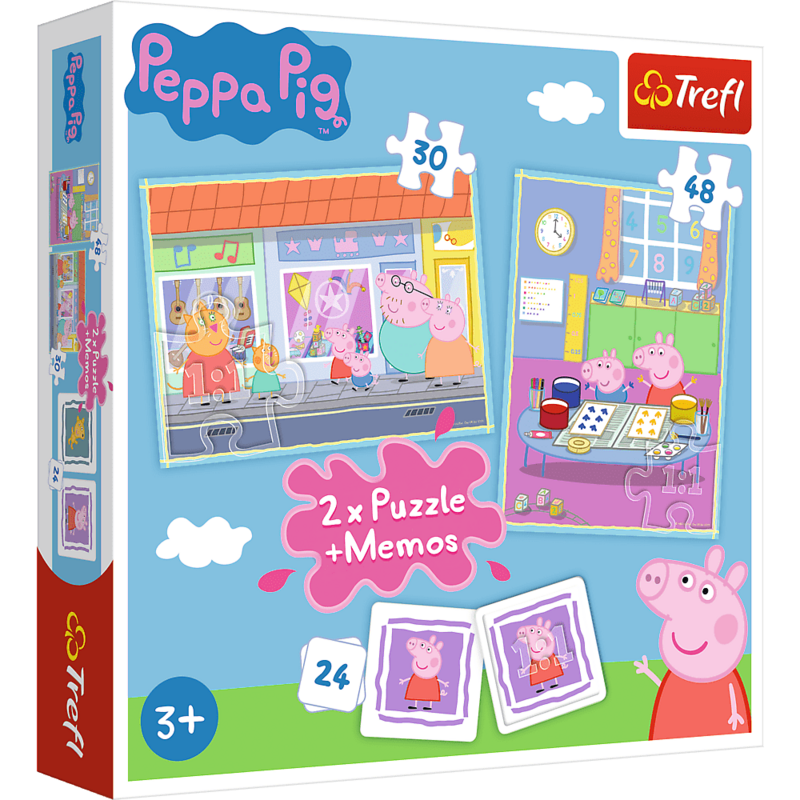 TREFL - Puzzle 2v1 + pexeso - Den prasátka Peppy / Pig