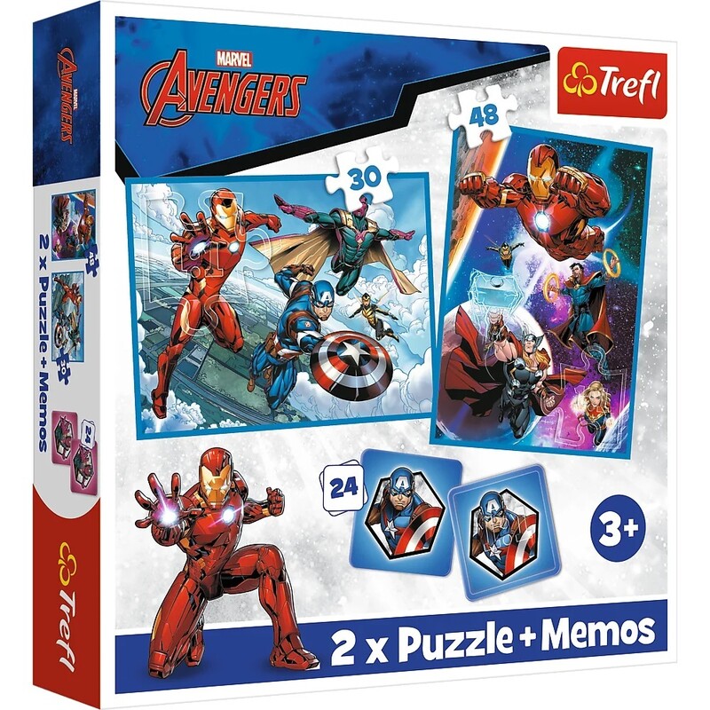 TREFL - Puzzle 2v1 + pexeso - Hrdinové v akci / Disney Marvel The Avengers