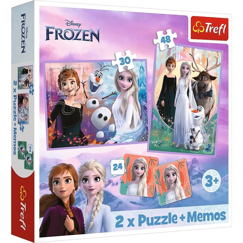 TREFL -  Puzzle 2v1 + pexeso - Princezny ve své zemi / Disney Frozen 2