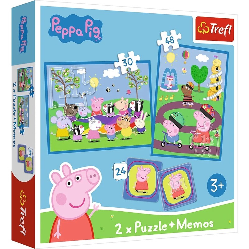 TREFL - Puzzle 2v1 + pexeso - Šťastné chvíle s prasátkem Peppa / Peppa Pig