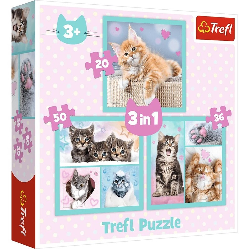 TREFL - Puzzle 3v1 - Milá domácí zvířátka / Trefl