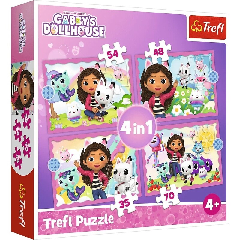 TREFL - Puzzle 4v1 - Gabbyine dobrodružství / Universal Gabby´s Dollhouse