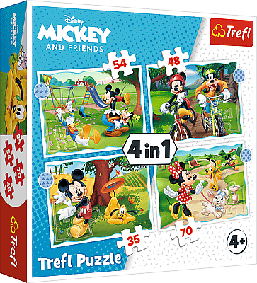 TREFL - Puzzle 4v1 - Mickeyho pěkný den / Disney Standard Characters