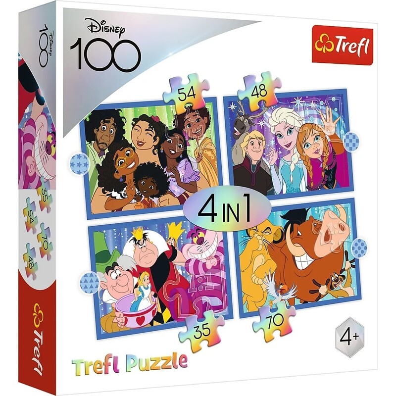 TREFL - Puzzle 4v1 - Šťastný svět Disney / Disney 100